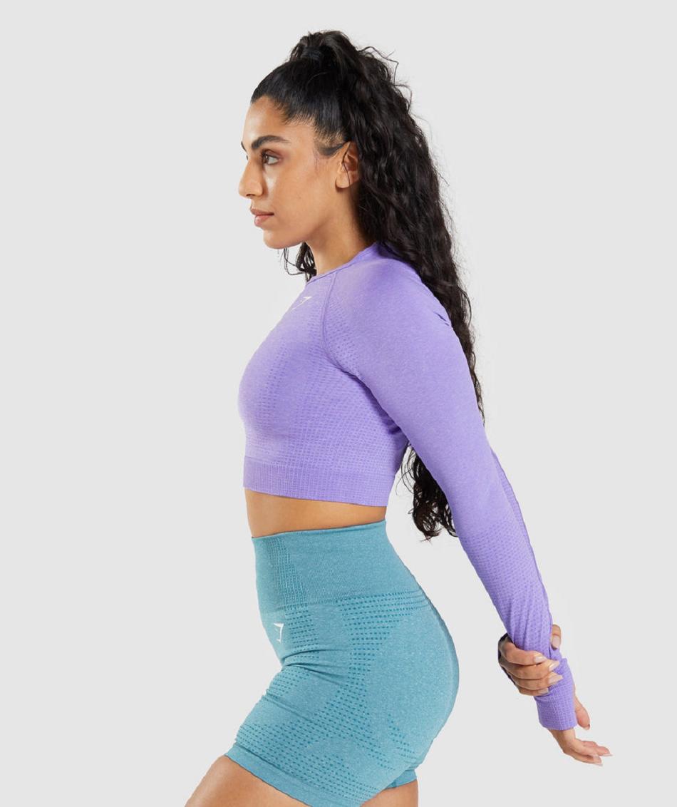 Long Sleeve Damskie Gymshark Vital Seamless 2.0 Głęboka Fioletowe | PL 2774ZUT